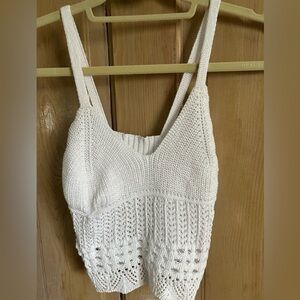 Crochet Knit White Tank Top